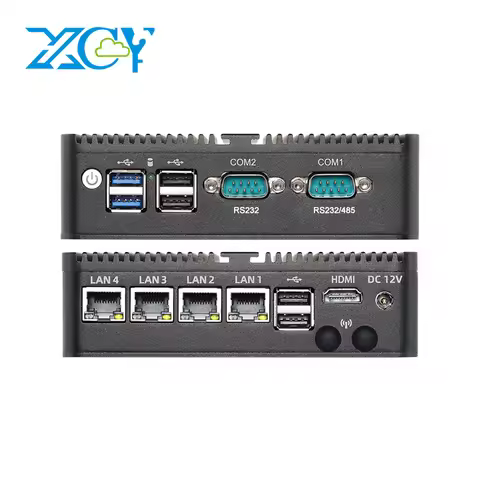 XCY Fanless Mini PC intel N150 J4125 J6412 J1900 N2830 N5105 4x 2.5G Ethernet Thin Client PC Support