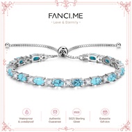 FANCIME "Glamour Radiance" December Birthstone Turquoise Sterling Silver Tennis Bracelet Classic Bol