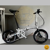 Fnhon Gust 18” • 9 Speeds Shimano • Litepro Aero Hydraulic Brake • Foldable Folding Foldie Folding Bike Bicycle • 16” Inch 349 • Silver Velocity Crius Blast Tornado Dahon Tern Bifold Customise My Bicycle •