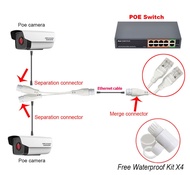 【CW】△☜▲  POE Splitter 2-in-1 network cabling connector three-way RJ45 for security camera install