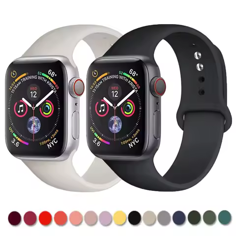 Silicone Strap For Apple Watch band 45mm 44mm 42mm 41mm 40mm 44 mm correa bracelet iWatch series 5 4