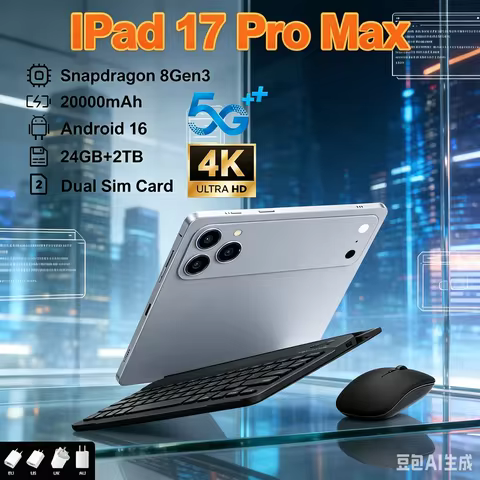 2026 iPad 17 Pro Max 4K Ultra HD Tablet Snapdragon 8Gen3 24GB+2TB 20000mAh Android 16 5G Dual Sim Gl