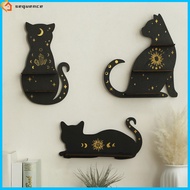 SQE IN stock! Cat Shaped Display Shelf, Cat Book Shelf, Rustic Wall Crystal Storage Holder, Wear-resistant Smooth Cat