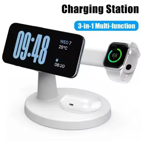 Wireless 3 In 1 Magnetic Charger Stand For Magsafe iPhone 17-12 Pro Max Apple Watch 9 8 AirPods Pro 
