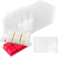 50 Packs Wax Melt Clamshells Molds,Wax Melt Containers,6 Cavity Clear Plastic Cube Tray for Wickless