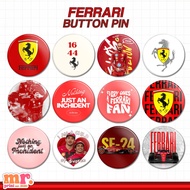 SCUDERIA FERRARI BUTTON PIN BADGE FORMULA ONE F1 INSPIRED BUTTON PIN BADGE