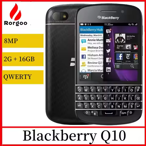 Blackberry Q10 4G Original Mobile Phone 3.1" 2GB RAM 16GB ROM 8MP QWERTY Keyboard Cellphone Dual Cor