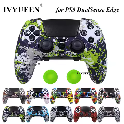 IVYUEEN for PlayStation PS 5 Edge Controller Silicone Case Water Transform Printing Protective Skin 