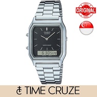 [Time Cruze] Casio AQ-230 Adjustable Digital Analog Stainless Steel Strap Black Dial Unisex Watch AQ