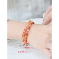 Natural Ice Seed Red Glue Flower Crystal Bracelet Red Ghost Crystal Bracelet Red Glue Flower Cornuco