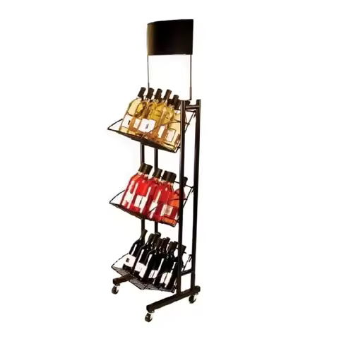 Floor Standing Commercial Wine Rack Liquor Wine Drink Display/metal Wine Bottle Holder For Promotion