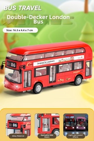 Kawe Alloy Double Layer Bus Toy Car Bus Model Boys School Bus Large Bus Childrens Toy Bus Collectibl
