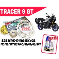 RK SPROCKET SET YAMAHA MT09 Tracer 9 GT 900 New 525 RK KRX X-RING RIVET BLACK GOLD CHAIN FOC CHAIN C