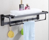 全新100％出口品質打孔黑色304不鏽鋼浴室手巾架浴巾架置物架2個