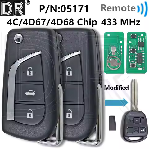 Great 433MHz 4C/4D67/4D68 Chip 50171 Modified Car Remote Key For Toyota Tarago Land Previa FJ Cruise