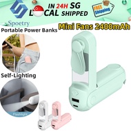 SG Local - Portable Fan Mini Fans 2400mAh Handheld USB Rechargeable Table Desk Personal Small Fans With Powerbank