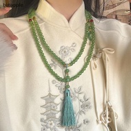 Long Necklace Natural Stone Prayer Necklace for Women Buddhist Zen Green Crystal | May Beauty