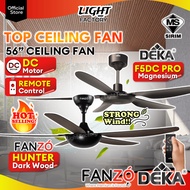🔥SIRIM🔥DEKA F5DC PRO | FANZÓ TURBO HUNTER 5 Blades 56" Remote Control Top DC Ceiling Fan Kipas Silin