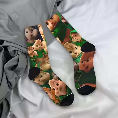 Alvin and the Chipmunk Socks Novelty Stockings Men High Quality Climbing Socks Winter Graphic Anti S