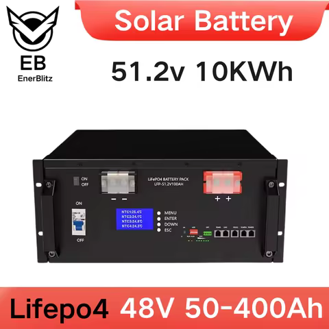 EB 51.2V 10KWh Solar Battery 48v 200AH LiFePO4 100AH 250AH 300Ah 400Ah RS485/RS232/CAN 32 Parallel 6