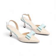 Giày Cao Gót Slingback 6cm Mũi Nhọn Nơ To Pixie H370