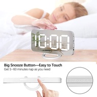 Miowachi Digital Alarm Clock,Large Mirrored LED Clock,Snooze,Dim Night Light 2 USB Charger Ports Des