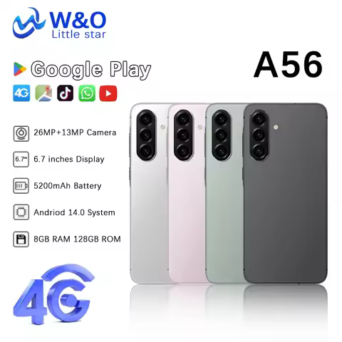 Global Version W&O A56 4G Smartphone Android 14 Dual SIM 6.7 Inch HD+ 8GB+128GB Mobile phone 5200mAh