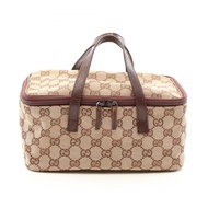【二手】Gucci GUCCI 手袋 GG 帆布 124540 米色/ブラウン帆布皮革化妝包 女士二手 B
