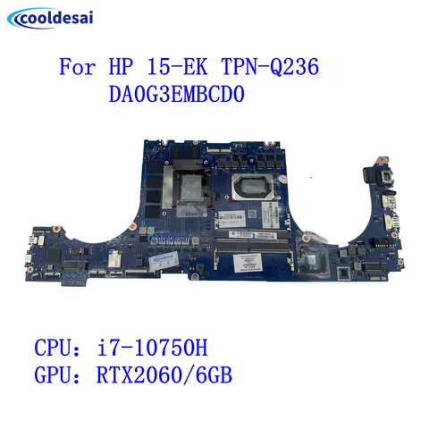 DA0G3EMBCD0 For HP 15-EK TPN-Q236 Laptop Motherboard With I7-10750H CPU RTX2060 VGA M00123-001 M0012