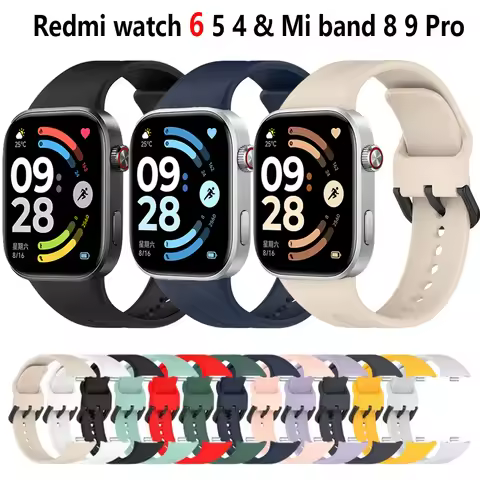 Original Sport Silicone Strap For Redmi watch 4 5 6 SmartWatch correa Xiaomi Mi Band 9 Pro/8 Pro Bra
