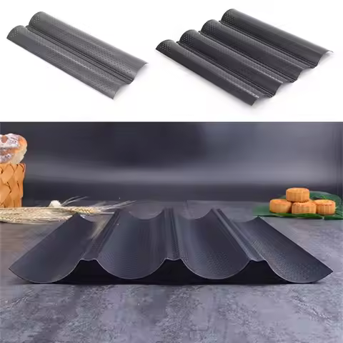 2/4 Grooves Baguette Not Stick Baking Tray Waves Bakeware Baguette Mold French Bread Toast Baking To