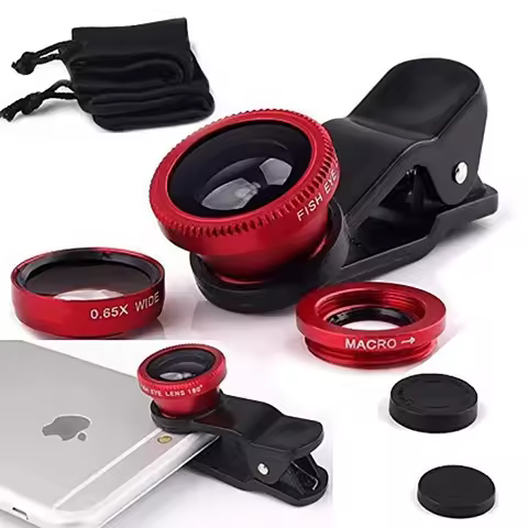 3in1 Fisheye Wide Angle Micro Camera Lens For iPhone Xiaomi Redmi 3IN1 Zoom Fish Eye Len on Smartpho
