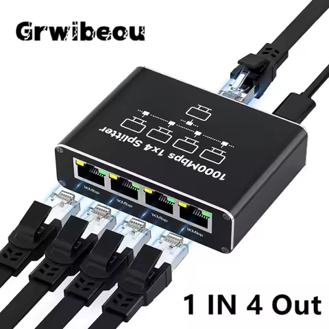 Gigabit Ethernet Switch Rj45 Splitter 1to4 LAN Gigabit Extension Adapter 1000Mbps Network Connector 