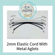 READY STOCK 2MM ELASTIC CORD WITH METAL CLIP / AGLETS