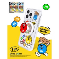 【bluecorn】藍色苞米歡樂彩色糖豆巧克力豆豆適用于蘋果iPhone 15 14 13 Pro Max磁吸magsafe鏡面防摔手機殼