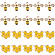 Beebeecraft  20 Pcs Alloy Enamel Bee Charms Jewelry Making Bee Pendant Charms Honeycomb Charms Pendants for Jewelry Making Crafts DIY