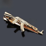 [Gift Box] Copper Material Plated 24K Gold AK47 Gold Machine Gun Shape Tie Clip Men's Business Tie C