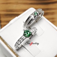 HIJAU SAN950 Couple Ring C697 | Custom Palladium, Platinum & Silver 950 Green Gems