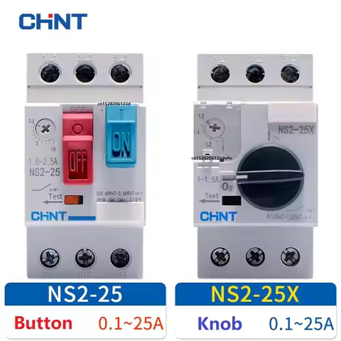 CHINT Motor Protector Engine Protection Device NS2-25 NS2-25X Knob Button Tpye NS2-32 1.6-2.5A 2.5-4