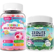 Zeolite Detox for Kids & Adult Organic Toddler Multivitamin Gummies + Omega-3 (DHA/EPA), Postbiotics