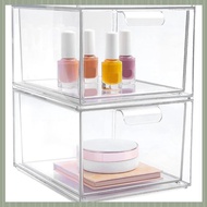 ( S U Z B )2 Pack Stackable Makeup Organizer Storage Box Storage Drawers Acrylic Bathroom Organizer