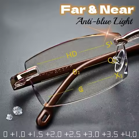 Far and Near Dual-use Reading Glasses High-tech Anti-blue Light Simple Slice Frameless Anti-radiatio
