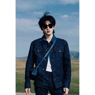 Embroidered Denim Jacket - Indigo Jacquard