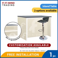 Otto 4ft Melamine Island Table for Kitchen with Storage Compartment/ Meja Island Dapur dengan Storag