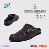 Zagib x Mule - Men's Large Size Jumbo Sandals 43-48 Bustong Slippers BIG Size - Brown Leather Slide 