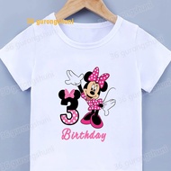 Kids t shirt for girls clothes Mickey Minnie Mouse children tshirt Number 1 2 3 4 5 6 7 8 9 birthday