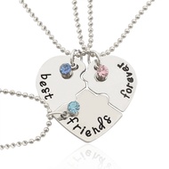 3pcs Fashionable Heart-Shaped Layered Necklace Sparkling Friendship Gift for Women