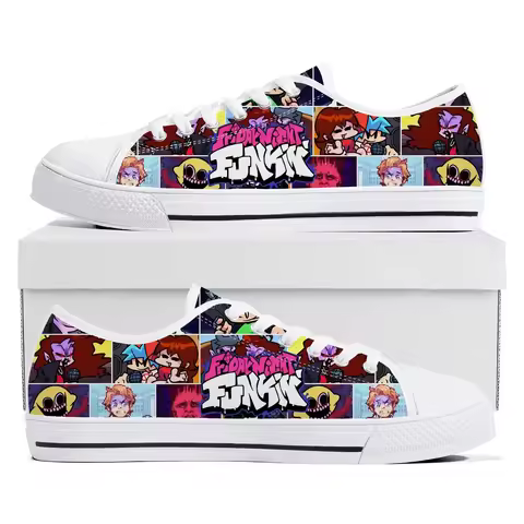 Funkin Cartoon Night Game Friday Low Top Sneakers Womens Mens Teenager Canvas Sneaker Couple Custom 