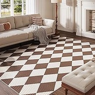 8x10 Area Rugs for Living Room, Checkered Non-Slip Washable Rugs, Farmhouse Neutral Classic Geometri