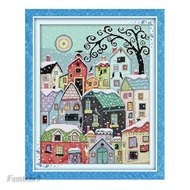 Cross Stitch Kits Embroidery Needlework - Snow Street Scenery(Stamped)